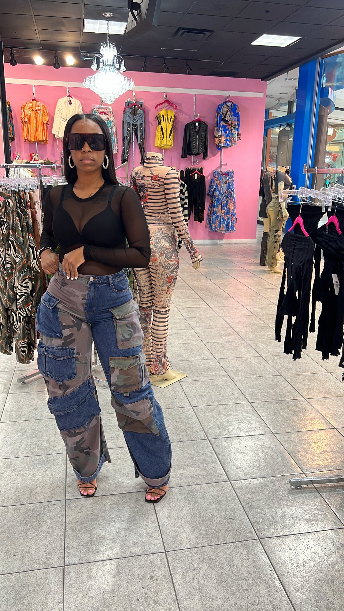 Half Camo Cargo Pants