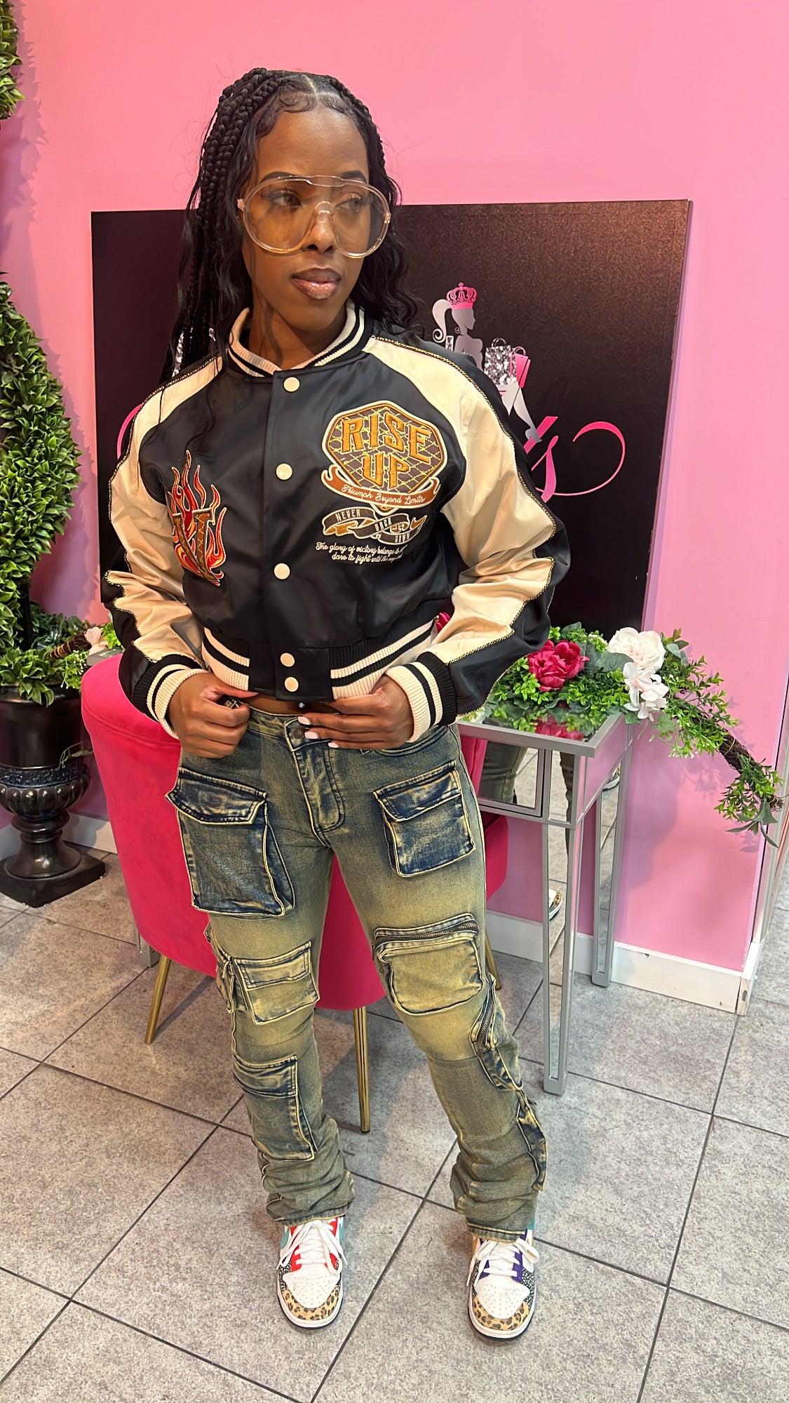 Varsity Crop Jacket - Black