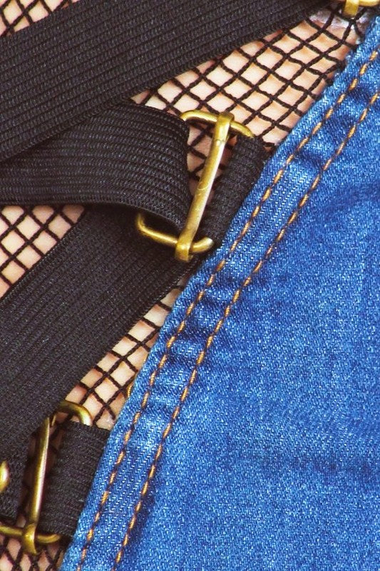 Rebel Edge Fishnet Denim Shorts