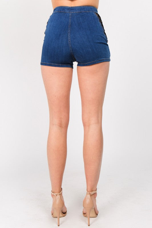 Rebel Edge Fishnet Denim Shorts