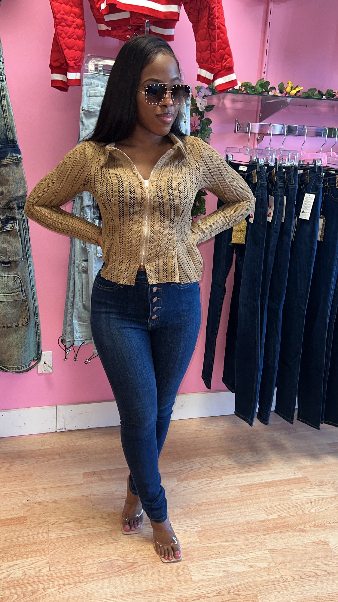 5 Button Denim Jeans - Dark