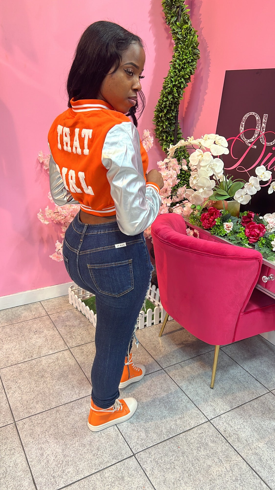 That Girl Varsity Jacket - Orange