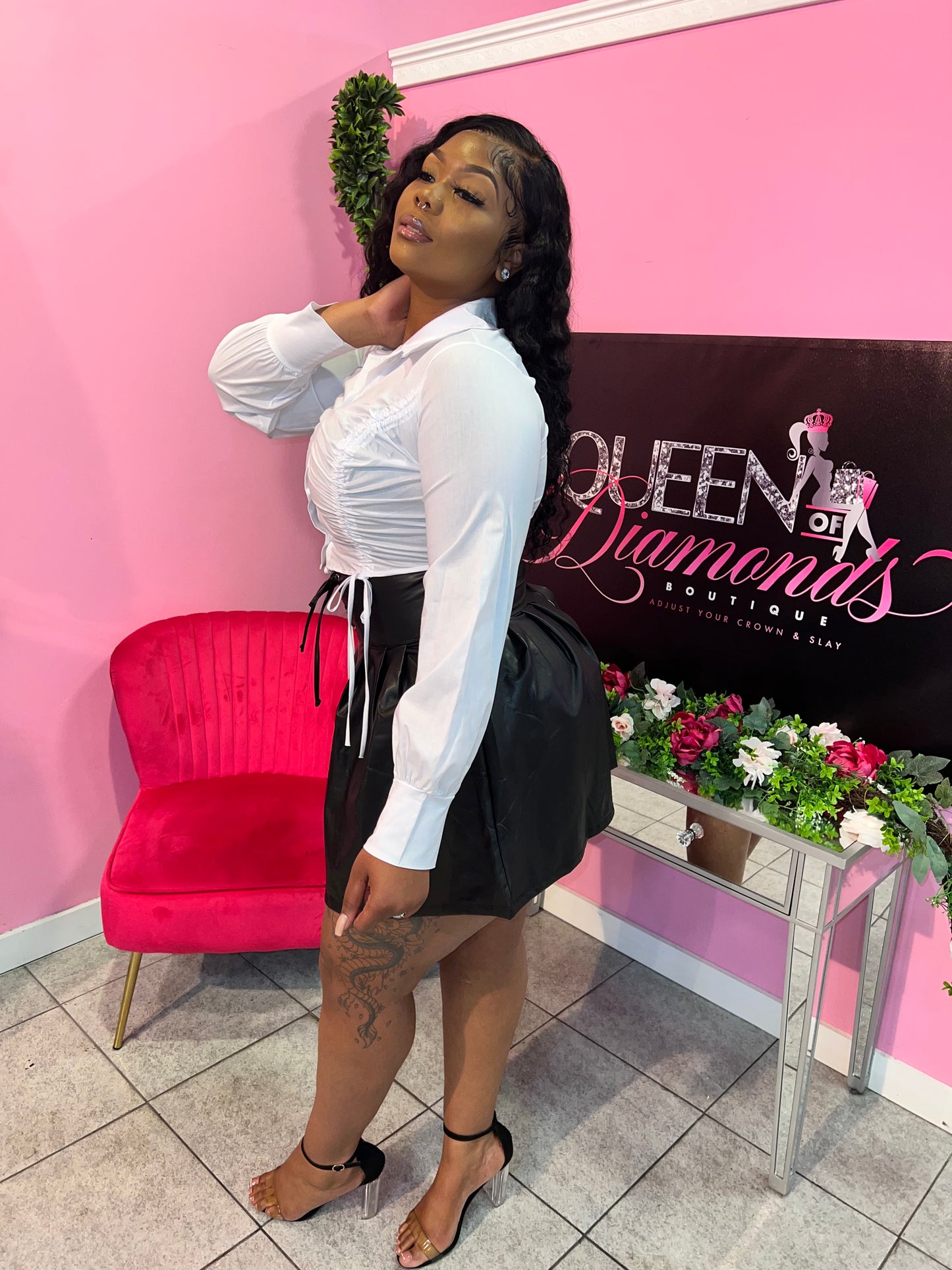 Get Em Girl Liquid Skirt - Black