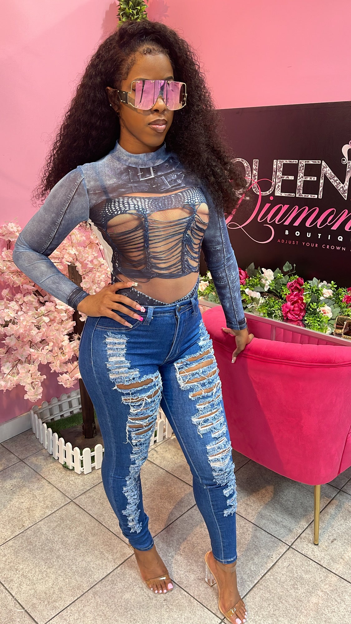 My Fave Distress Jeans - Medium Blue