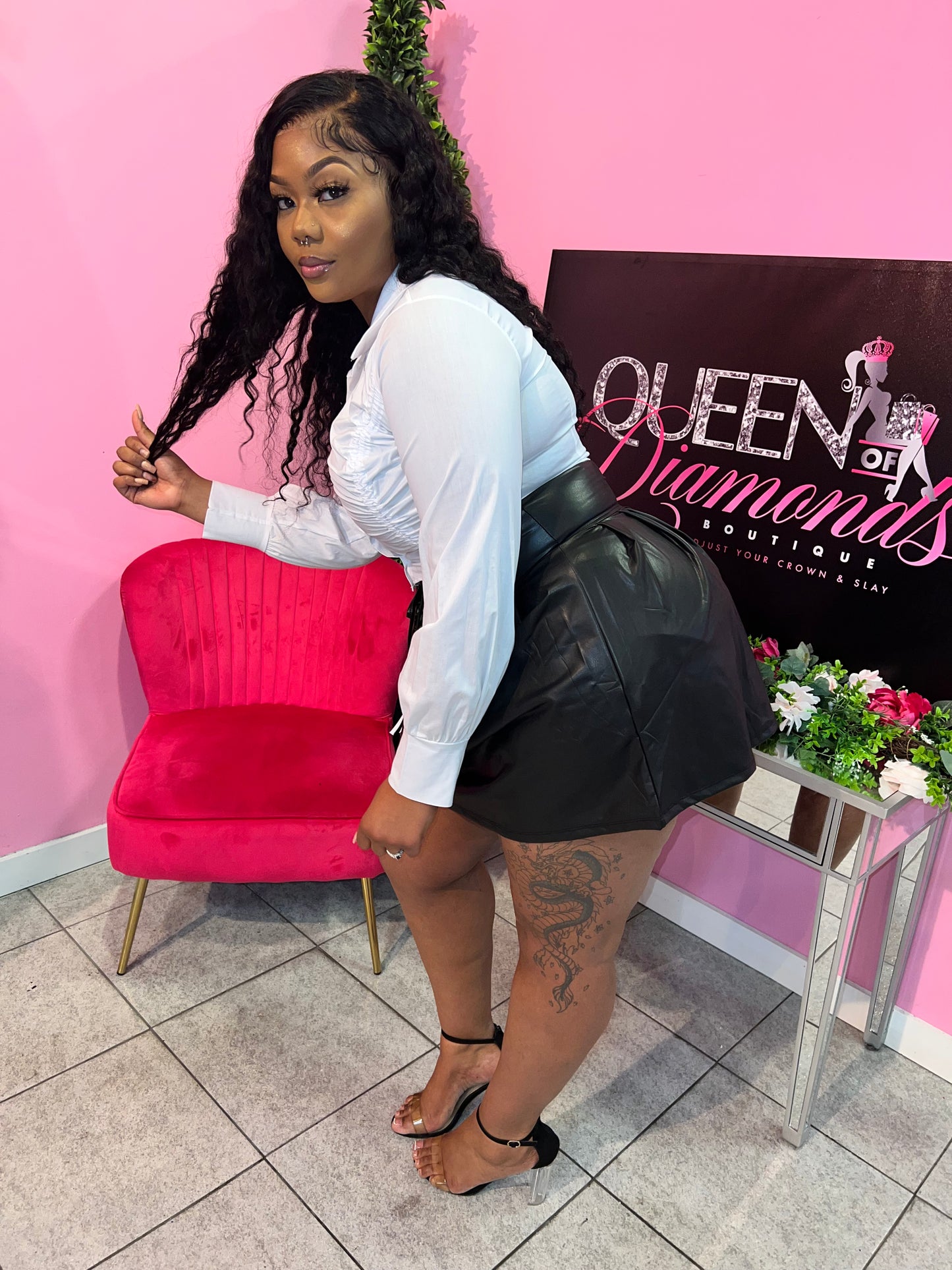 Get Em Girl Liquid Skirt - Black