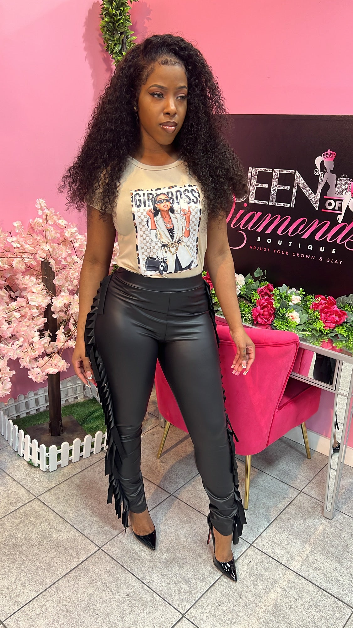 Fringe Leather Leggings