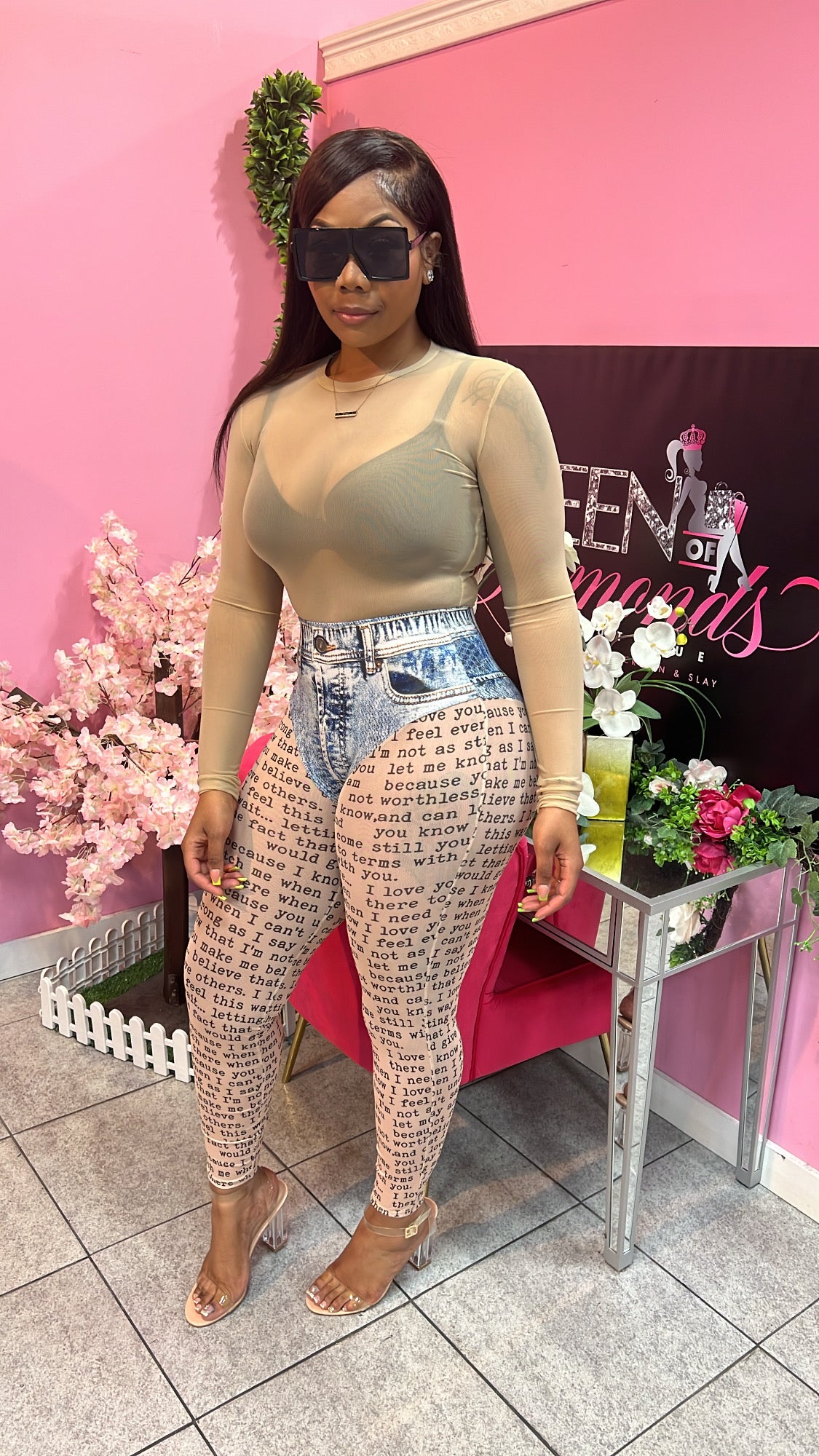 Mesh Bodysuit - Tan