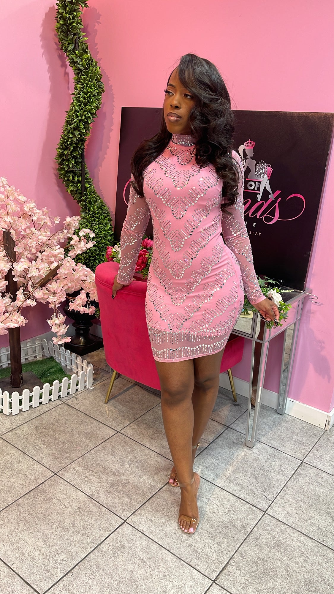 Diana Pink Stone Dress