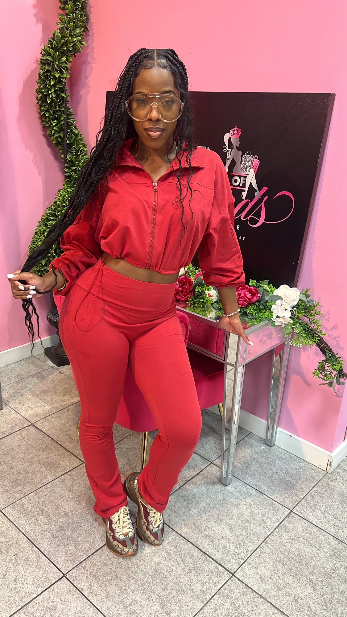 Luxe Lounge Zip Set - Burgundy