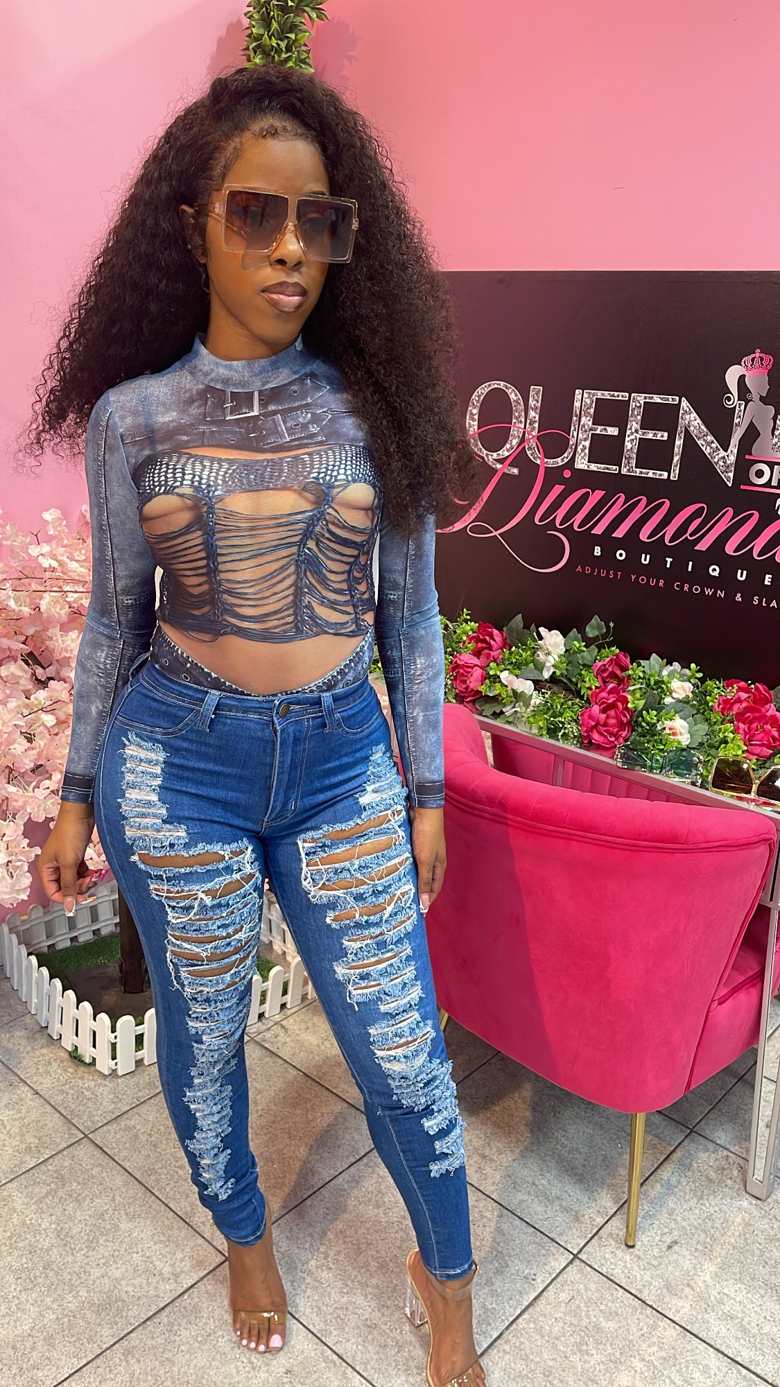 My Fave Distress Jeans - Medium Blue