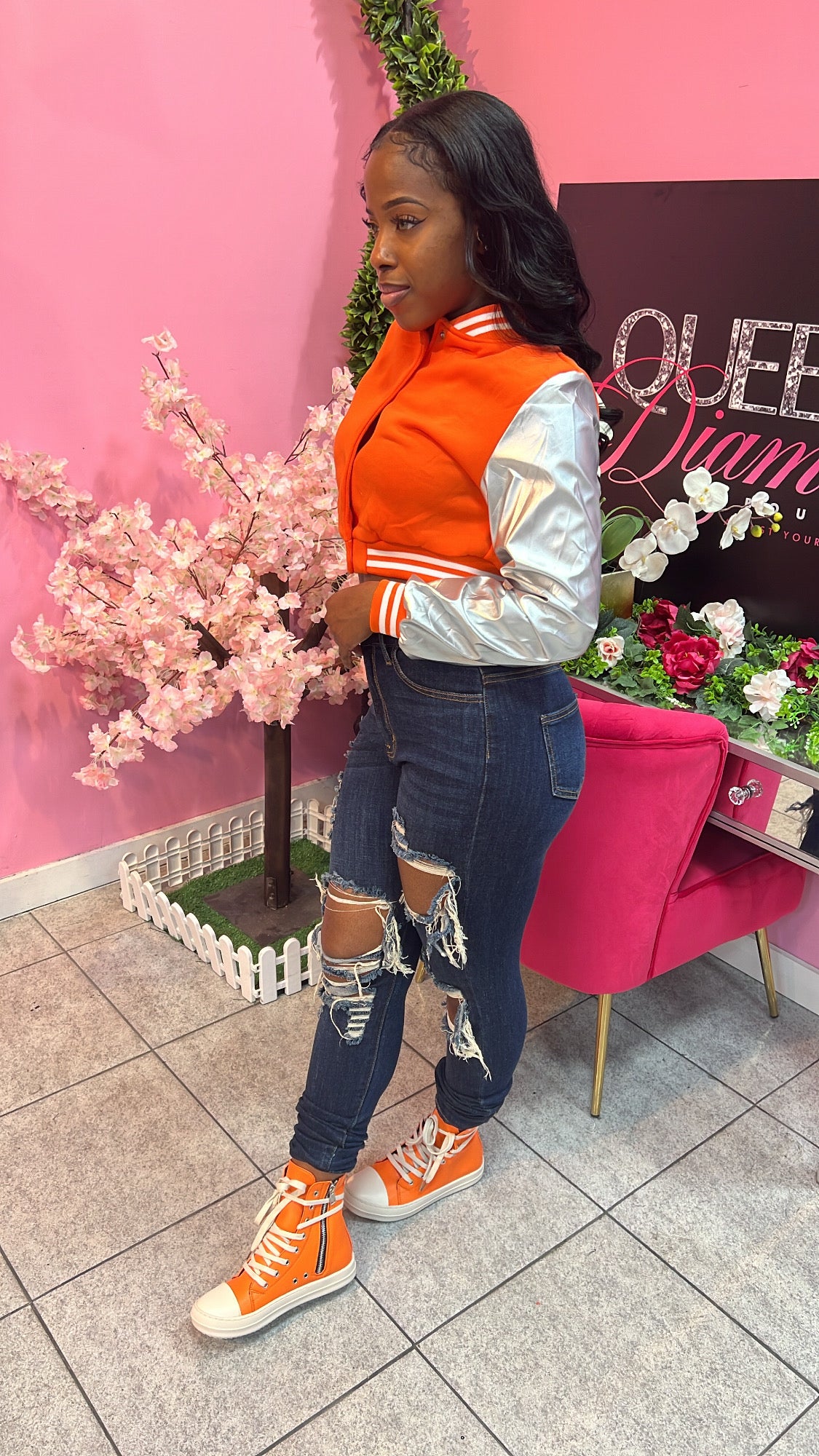 That Girl Varsity Jacket - Orange
