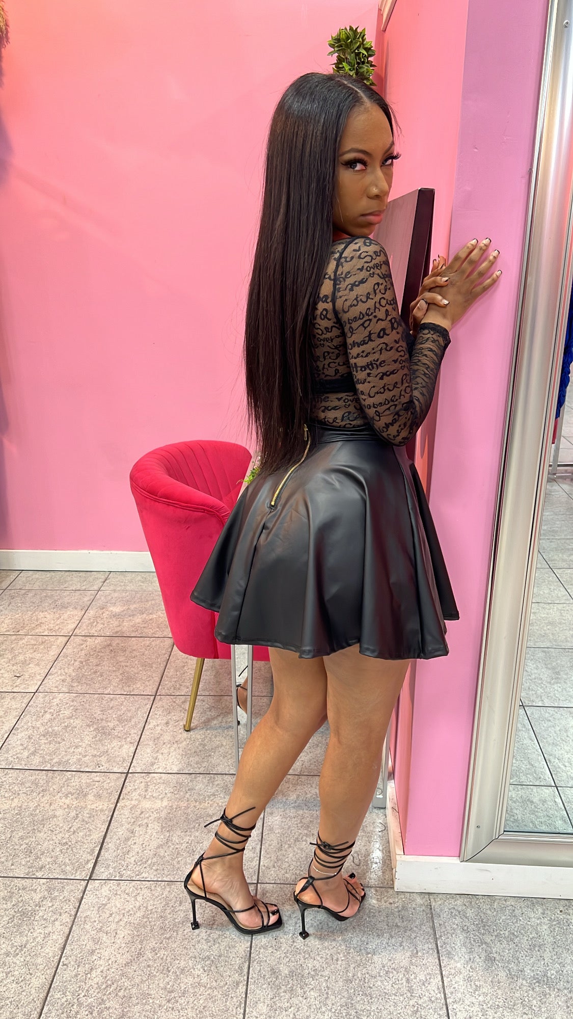 Skater Liquid Skirt - Black