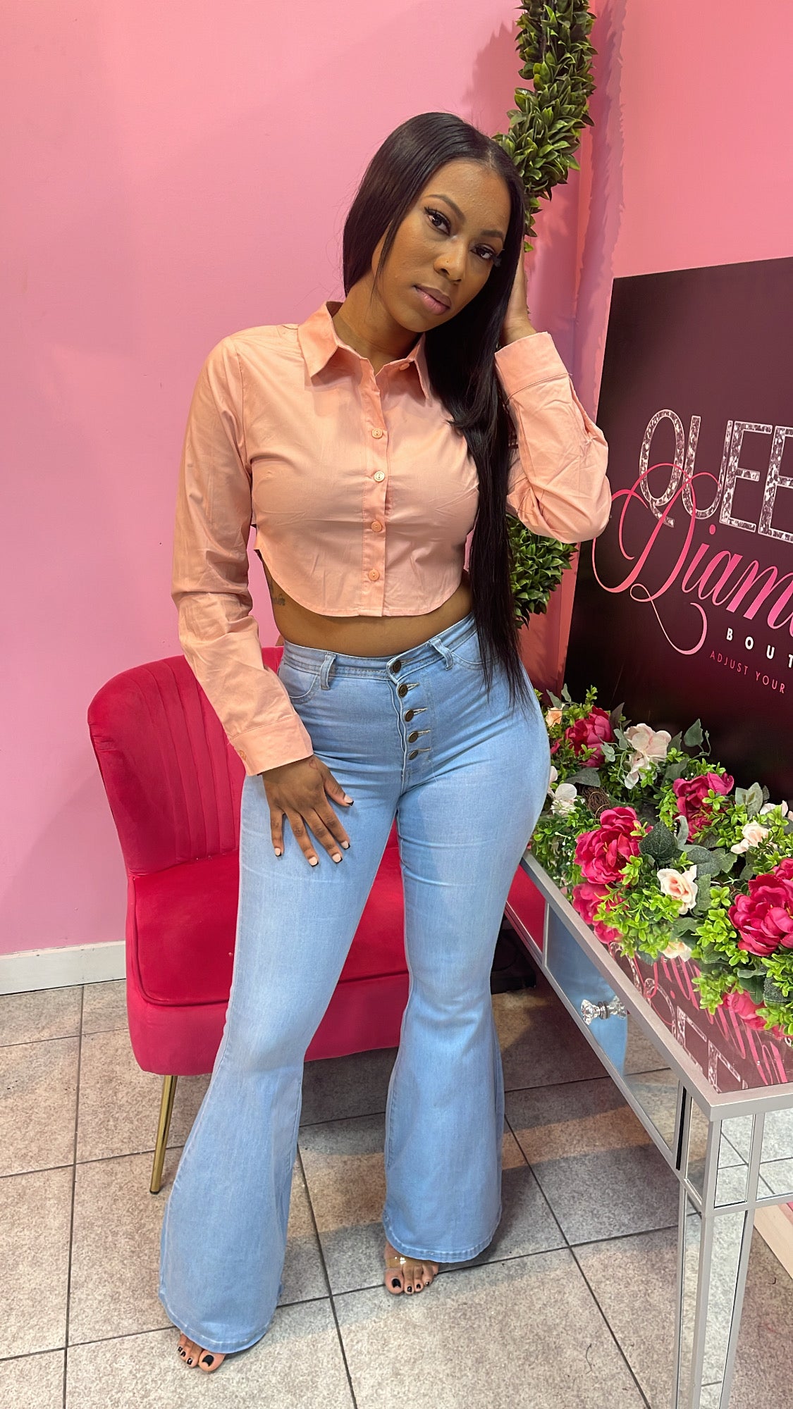 5 Button Belle Jeans - Light Blue