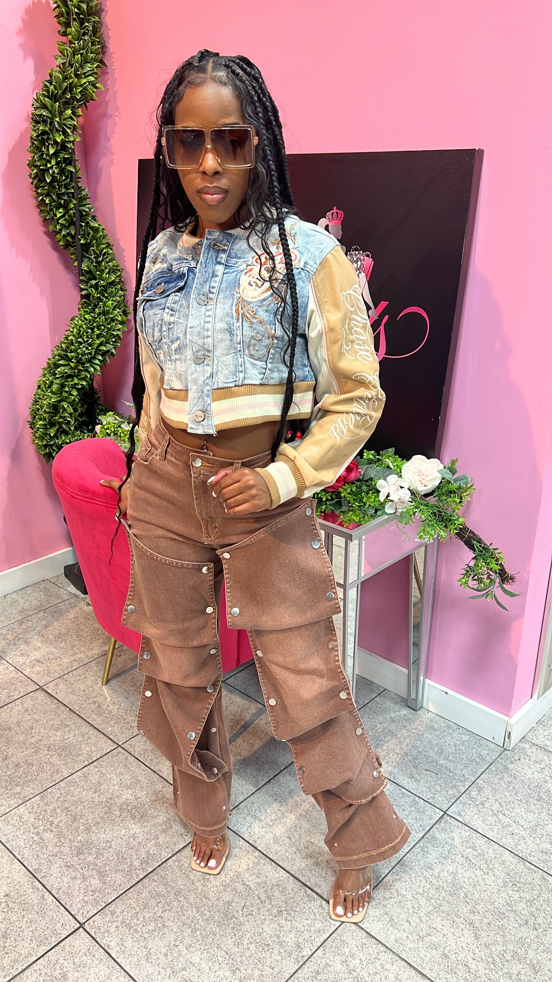 Denim Varsity Crop Jacket
