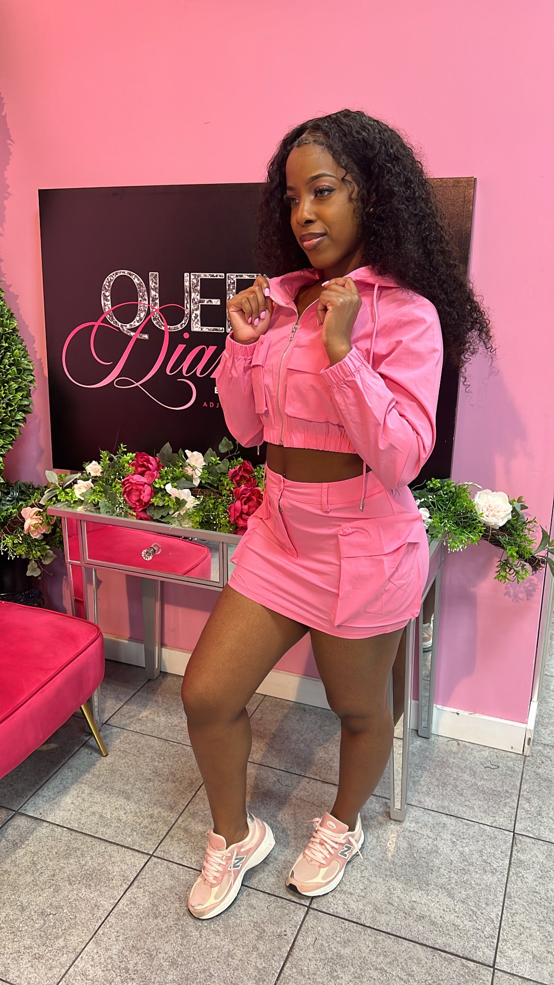 Jennifer Cargo Skirt Set - Pink