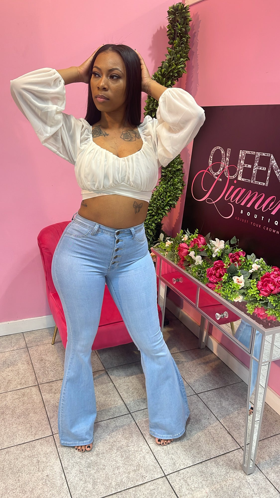 5 Button Belle Jeans - Light Blue