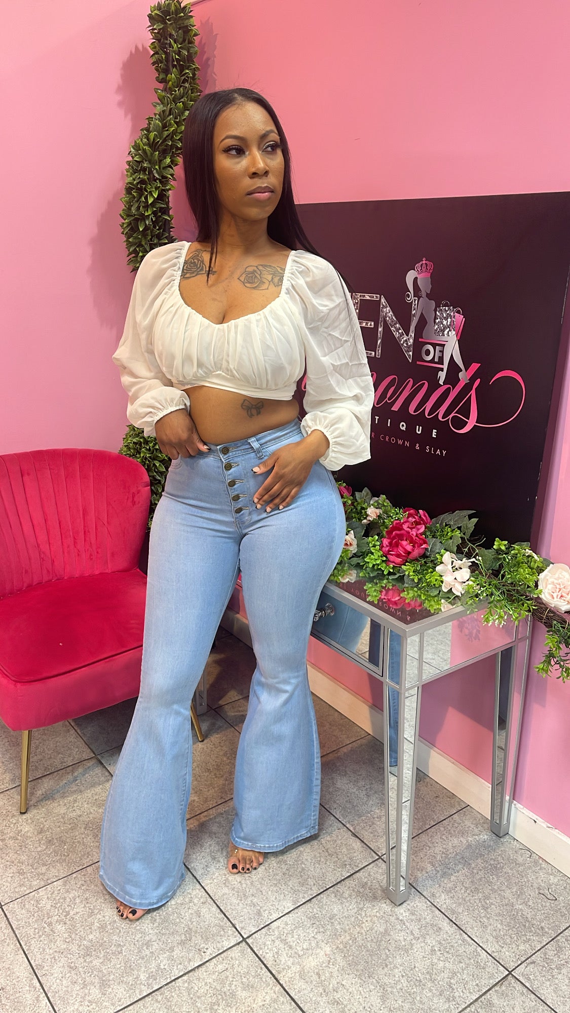 5 Button Belle Jeans - Light Blue