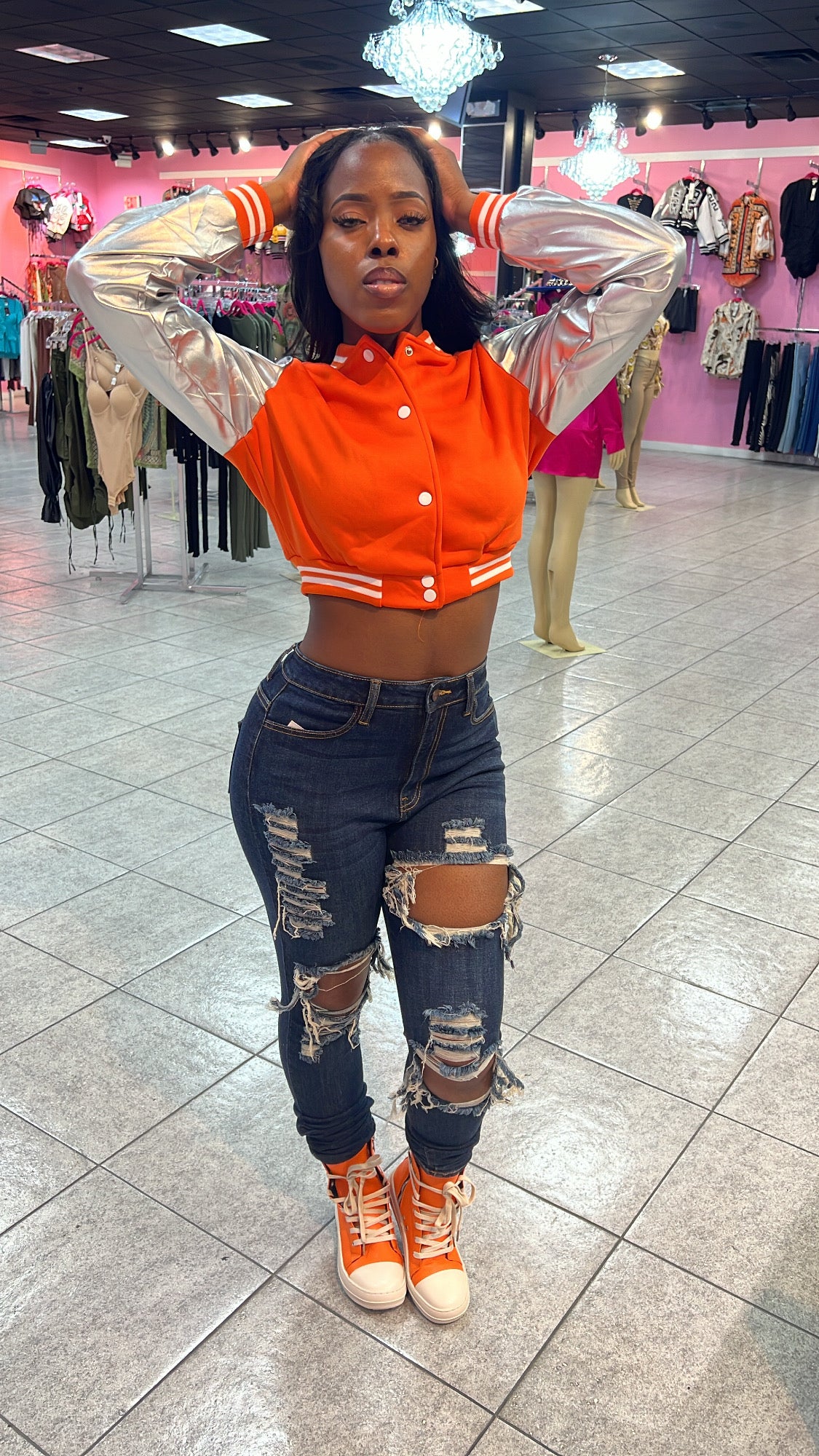 That Girl Varsity Jacket - Orange