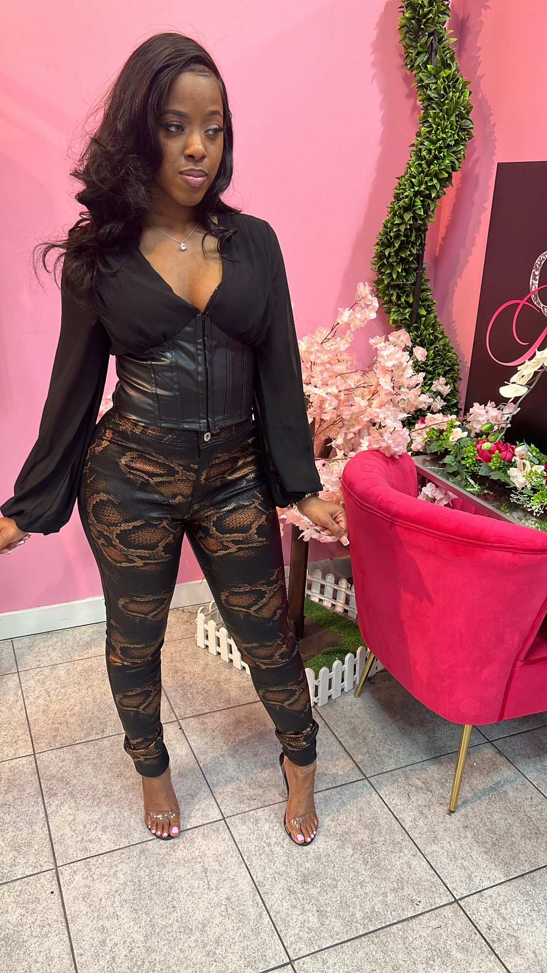 Lori Corset Blouse - Black