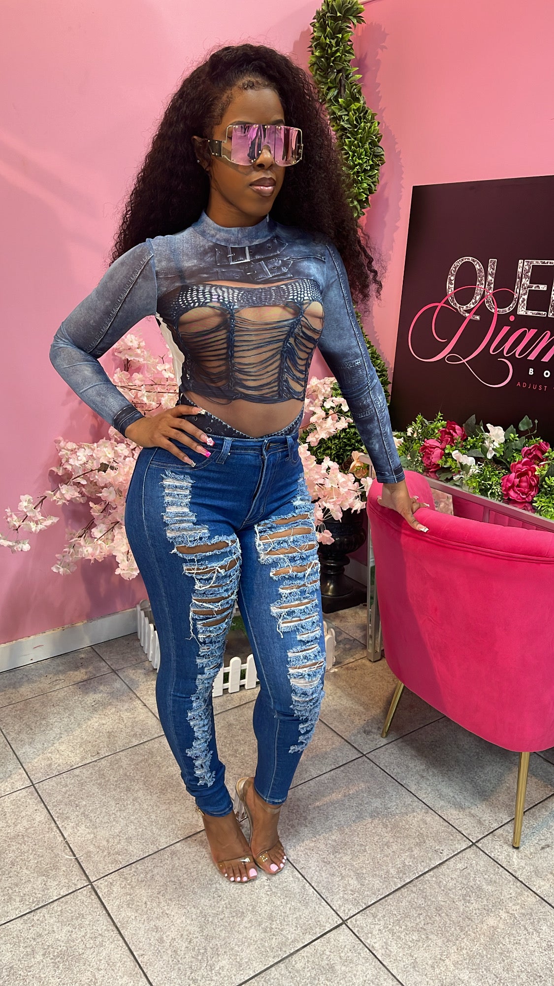 My Fave Distress Jeans - Medium Blue