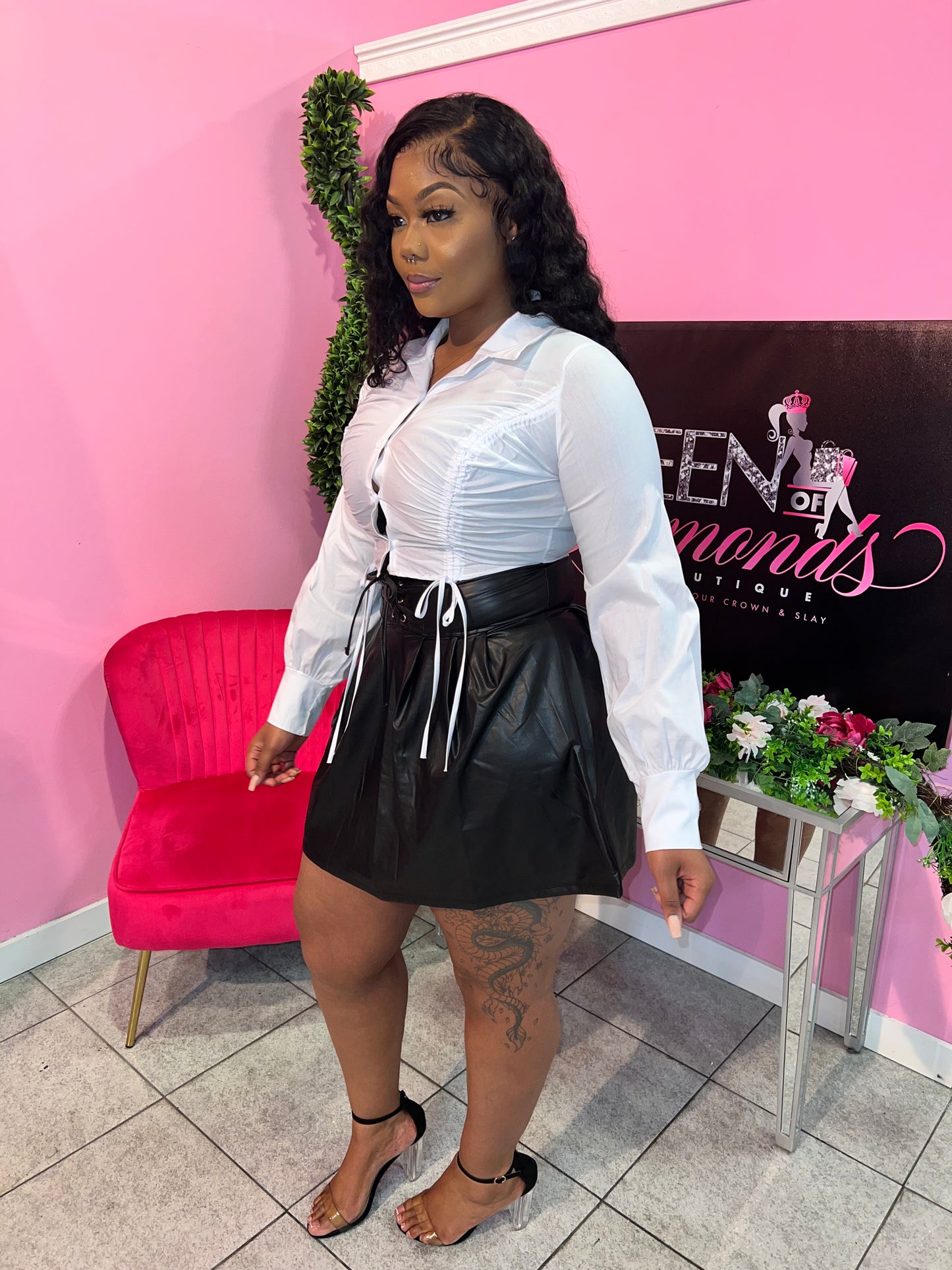 Get Em Girl Liquid Skirt - Black