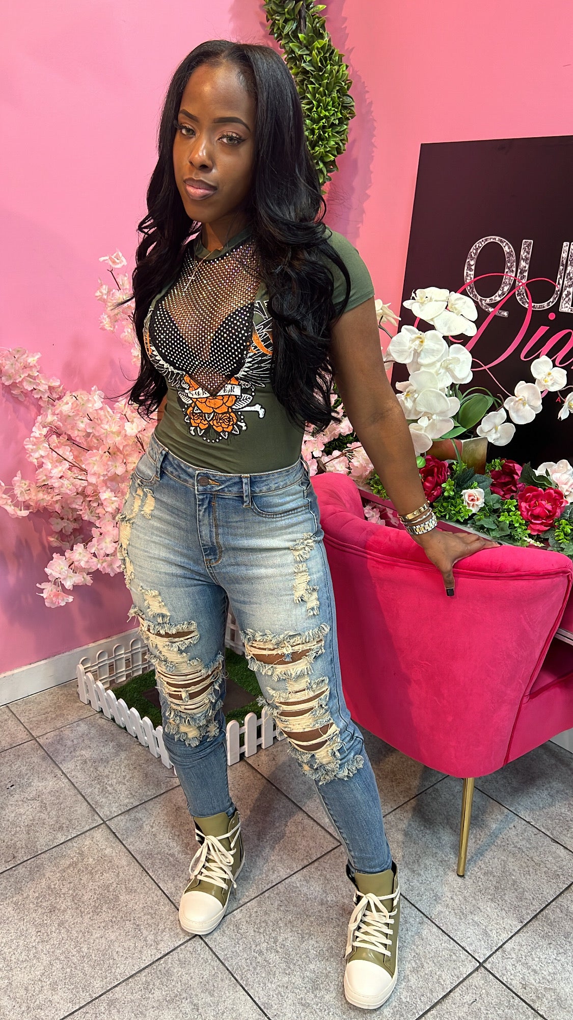 Sand Distressed Jeans