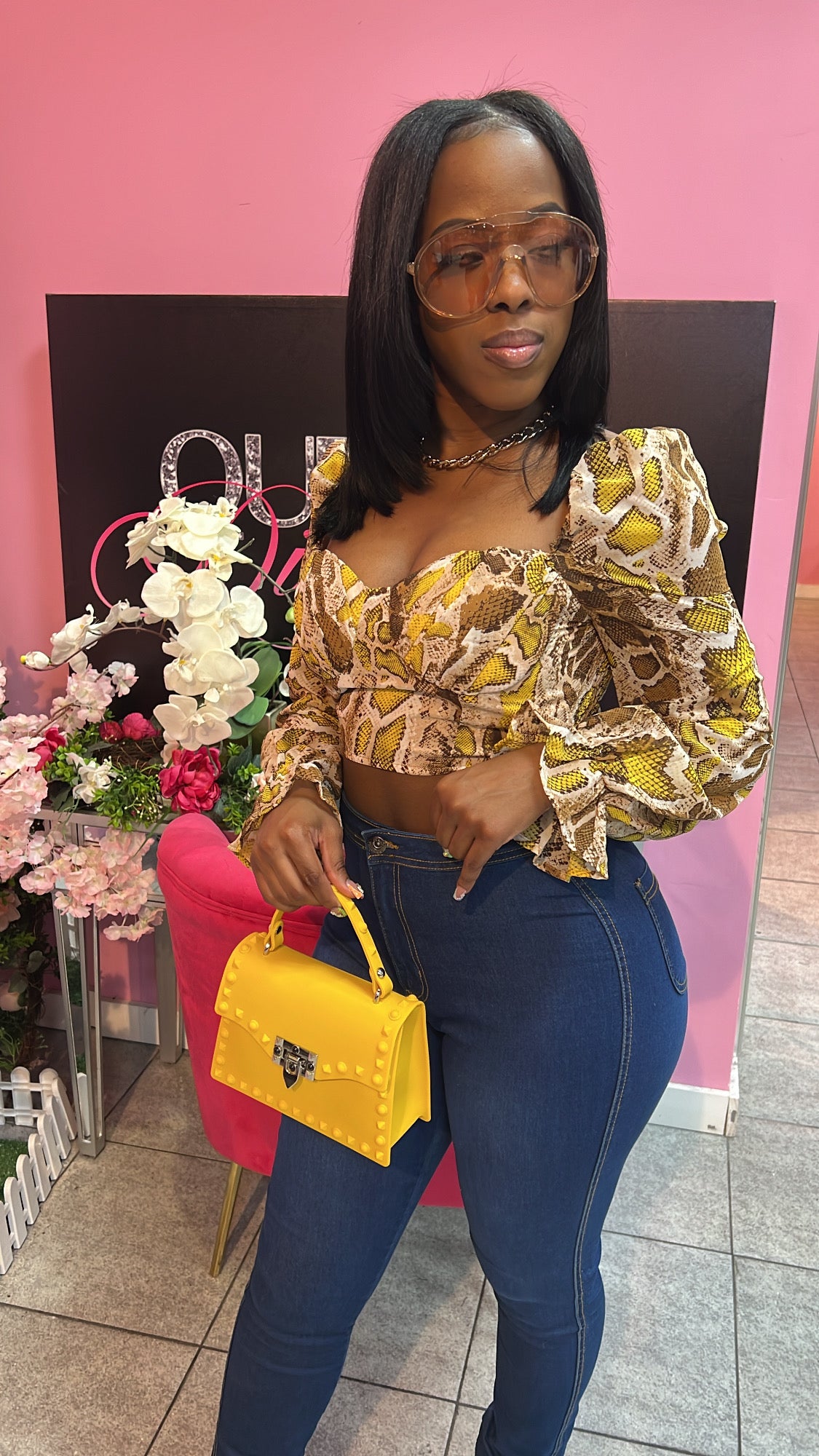 Animal Blouse - Yellow/Brown