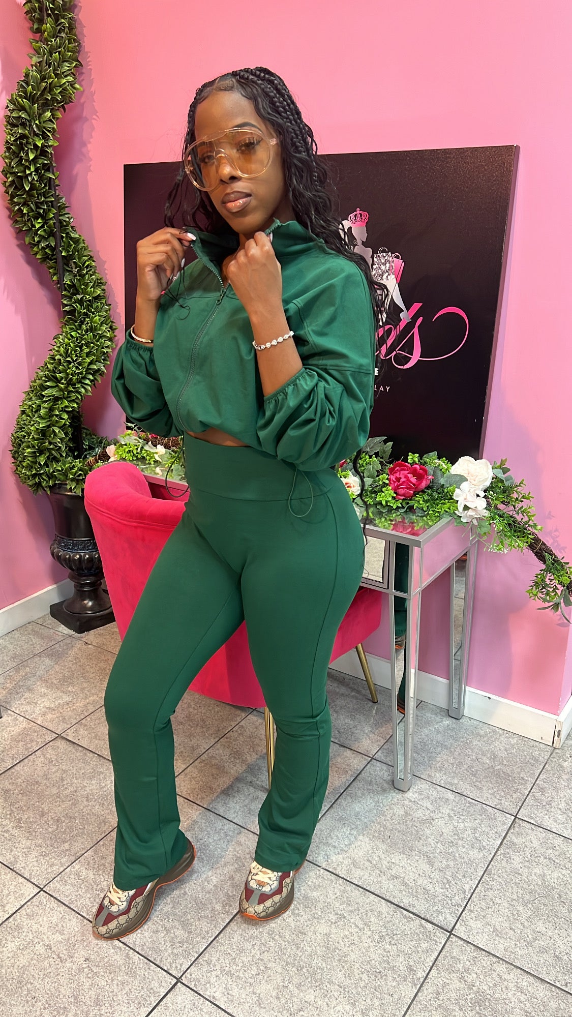 Luxe Lounge Zip Set - Green