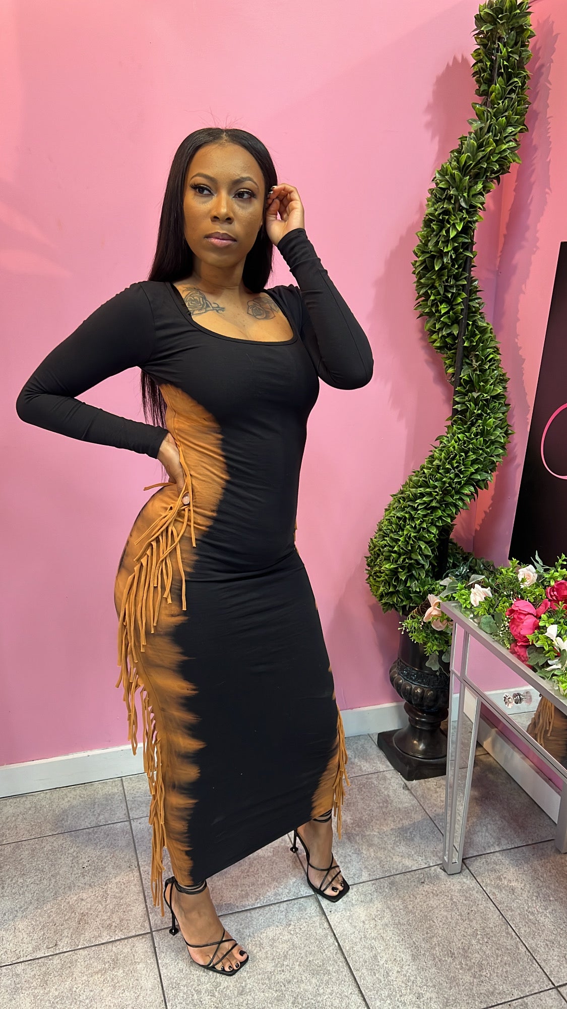 Washed Fringe Dress