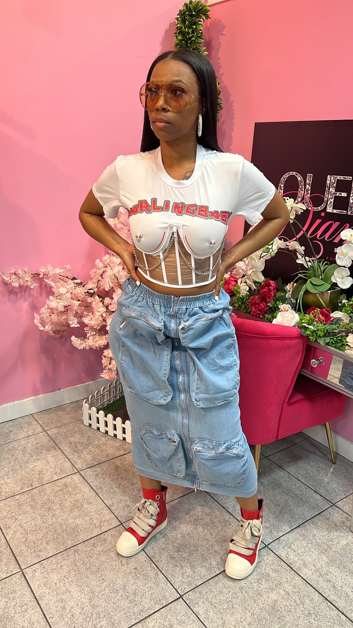 Utility Cargo Skirt - Lt Denim