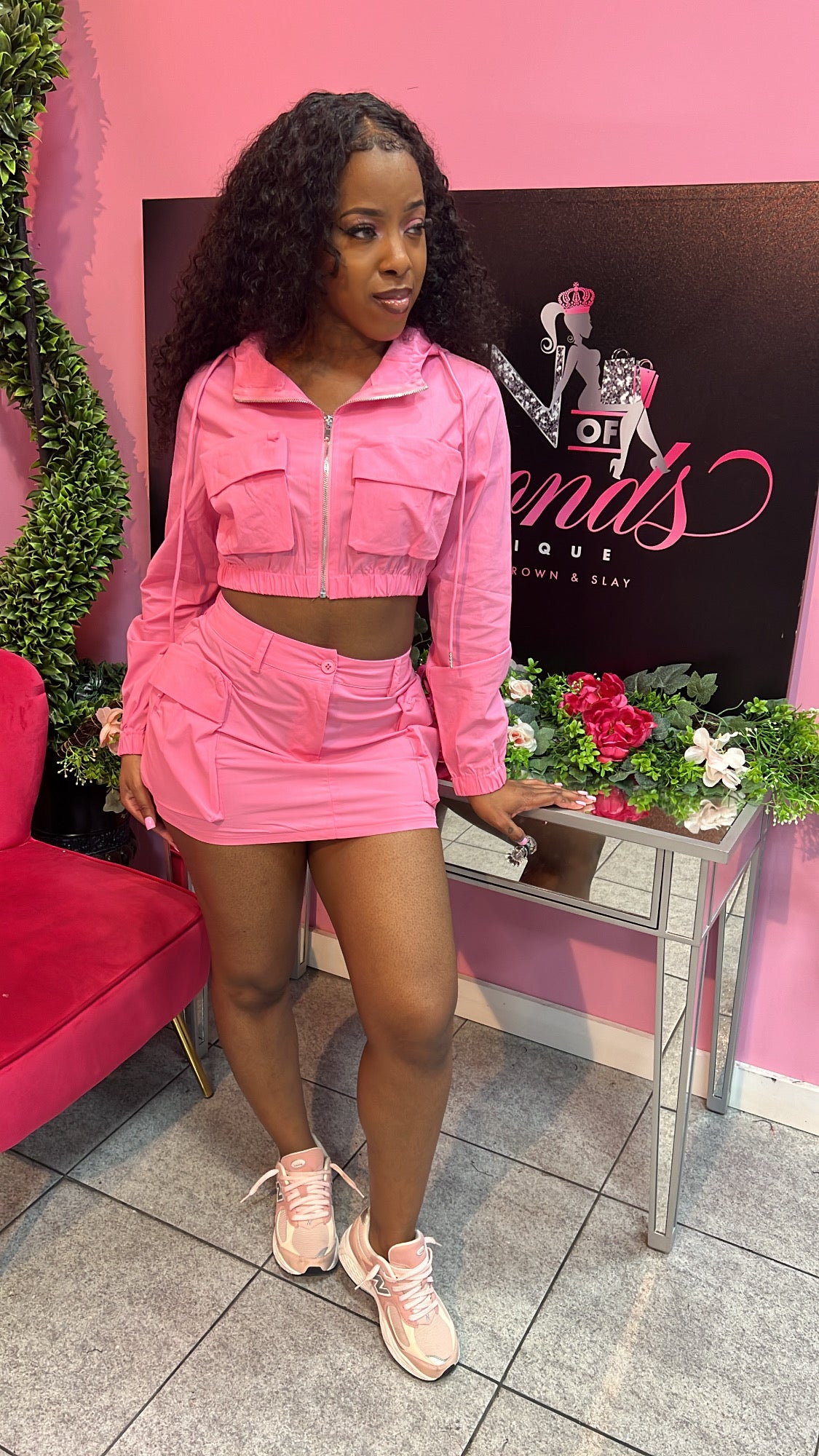 Jennifer Cargo Skirt Set - Pink