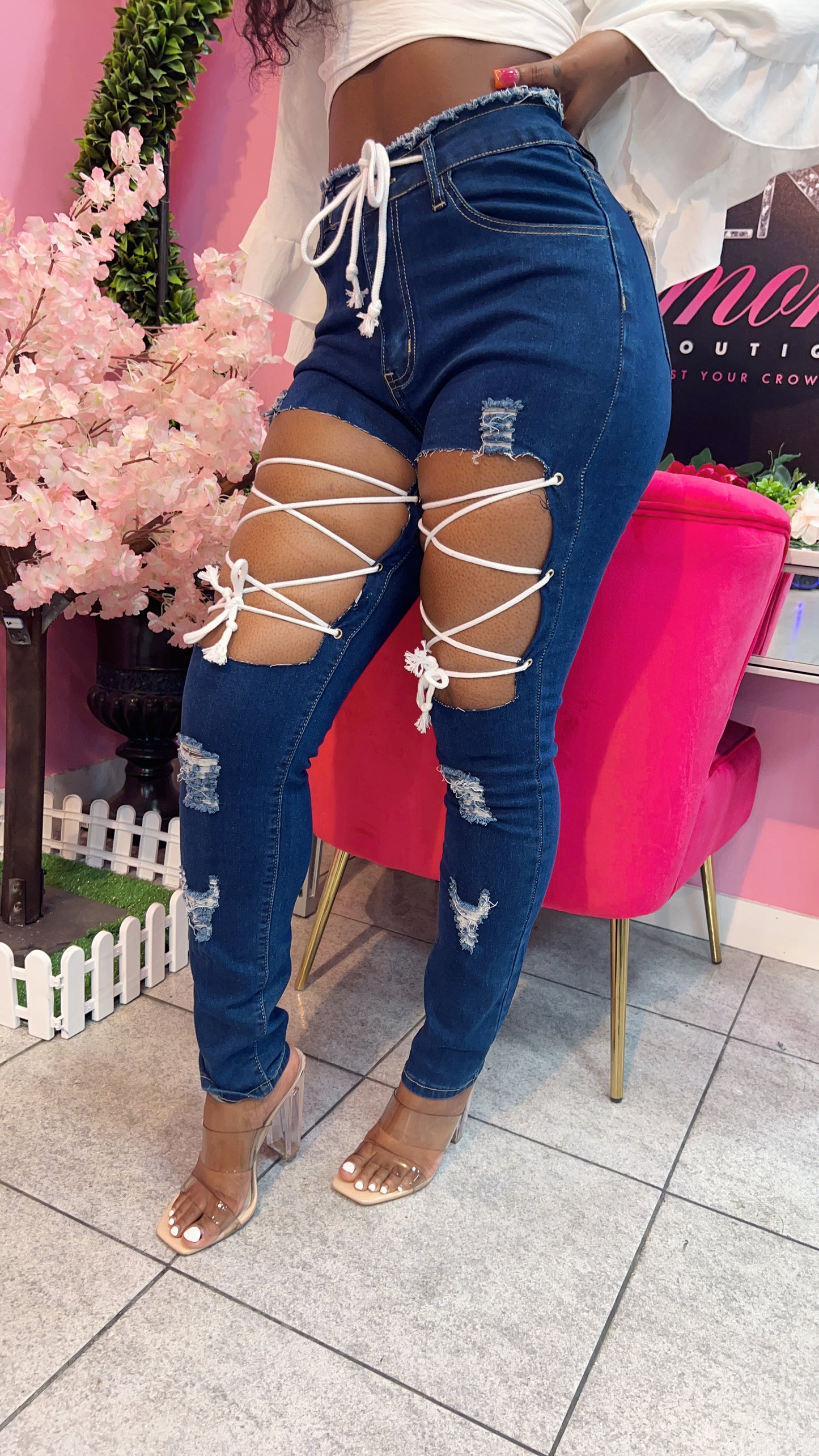 Hollow Slick Jeans