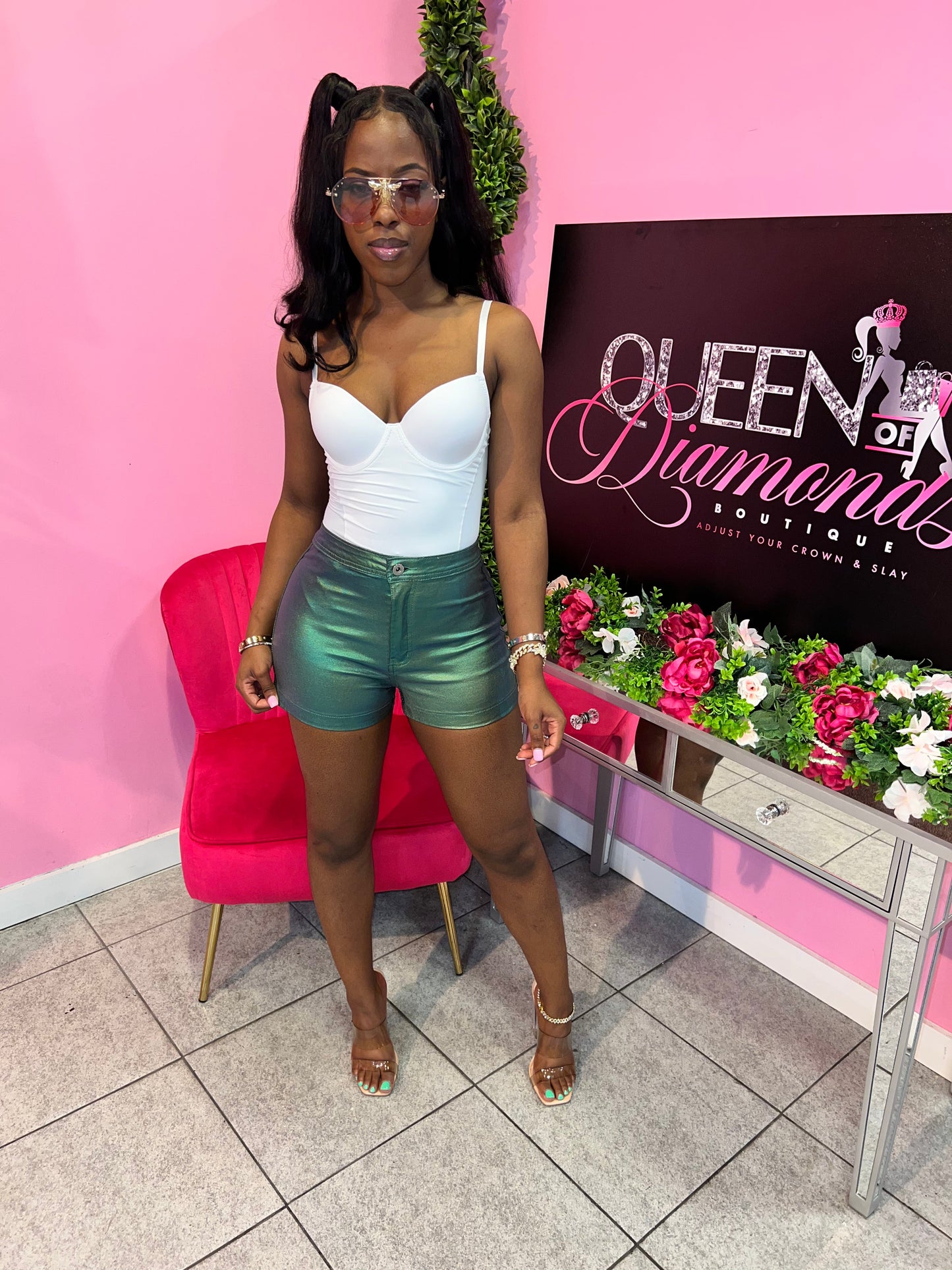 Famous Shorts - Metallic Green