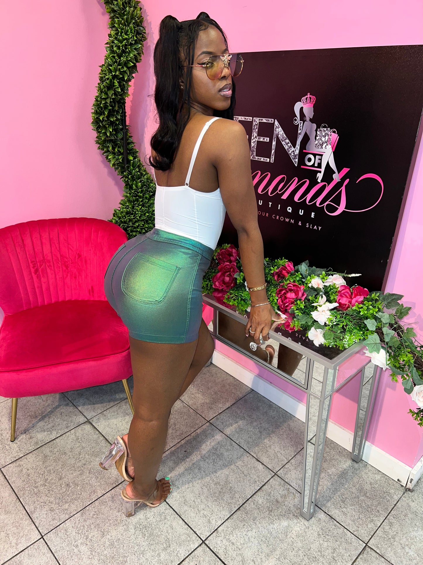 Famous Shorts - Metallic Green