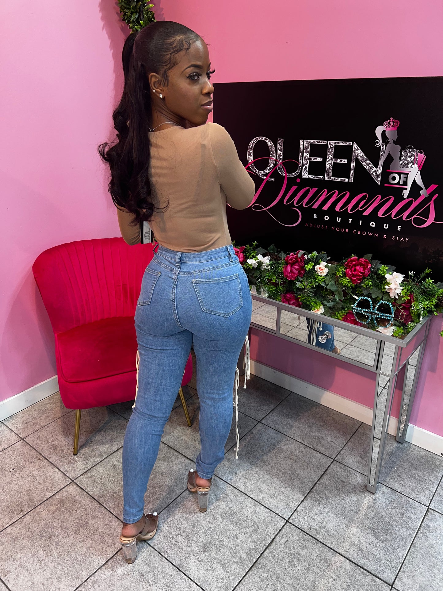 Celineee Lace Up Jeans