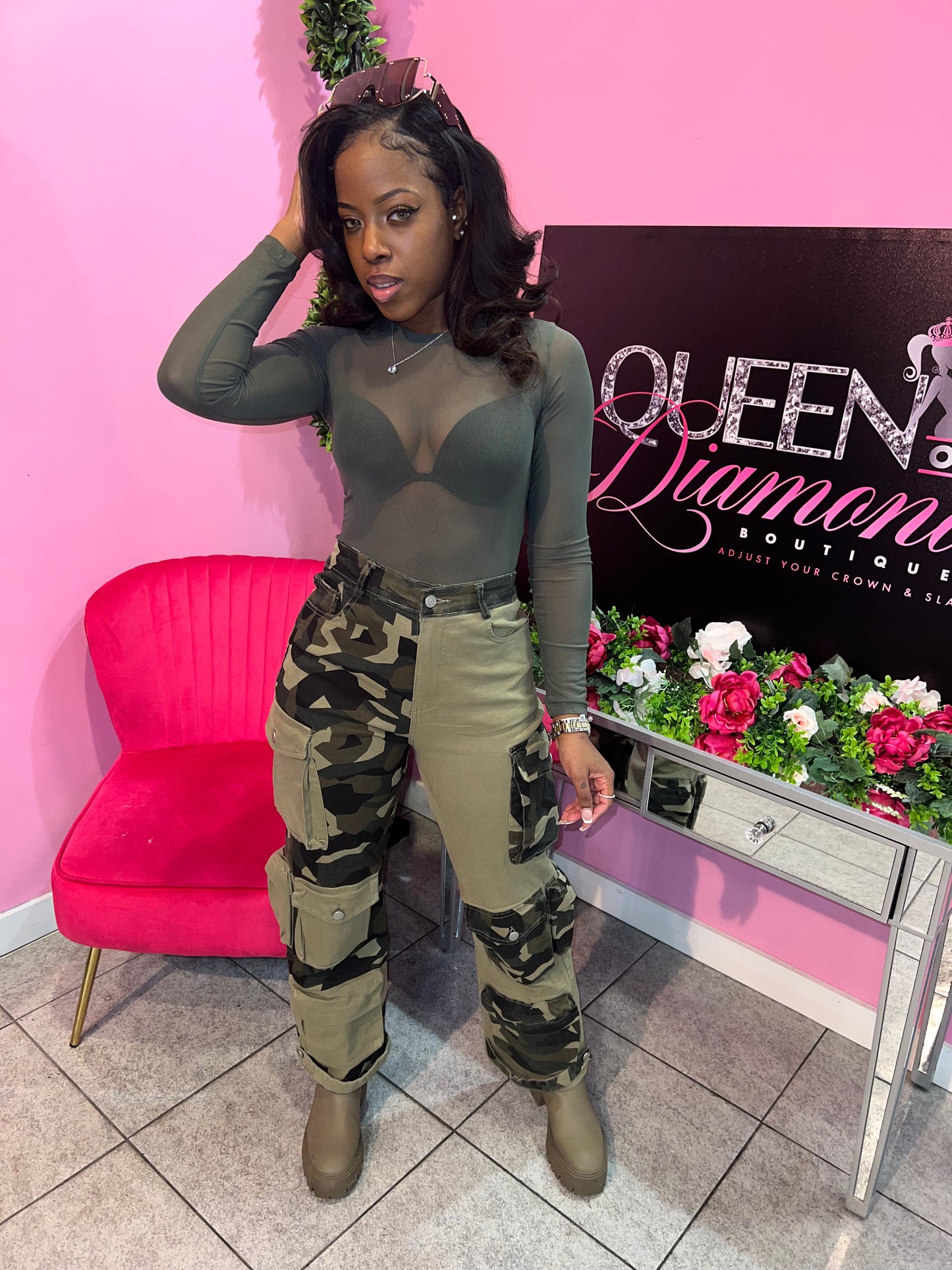 Mesh Bodysuit - Olive