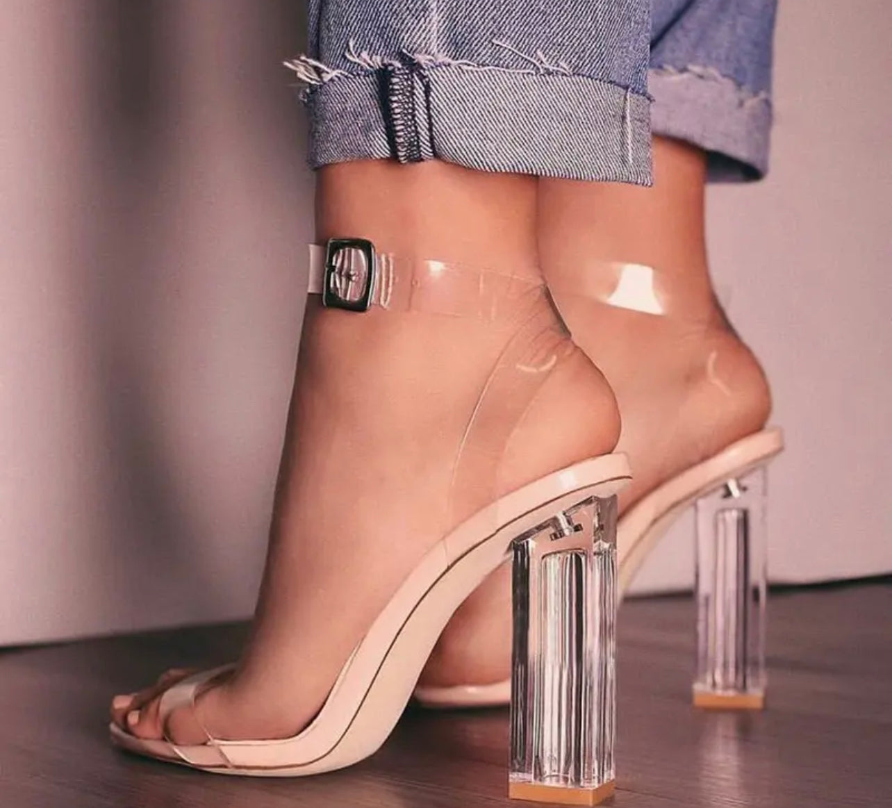 Glass Heels - Nude