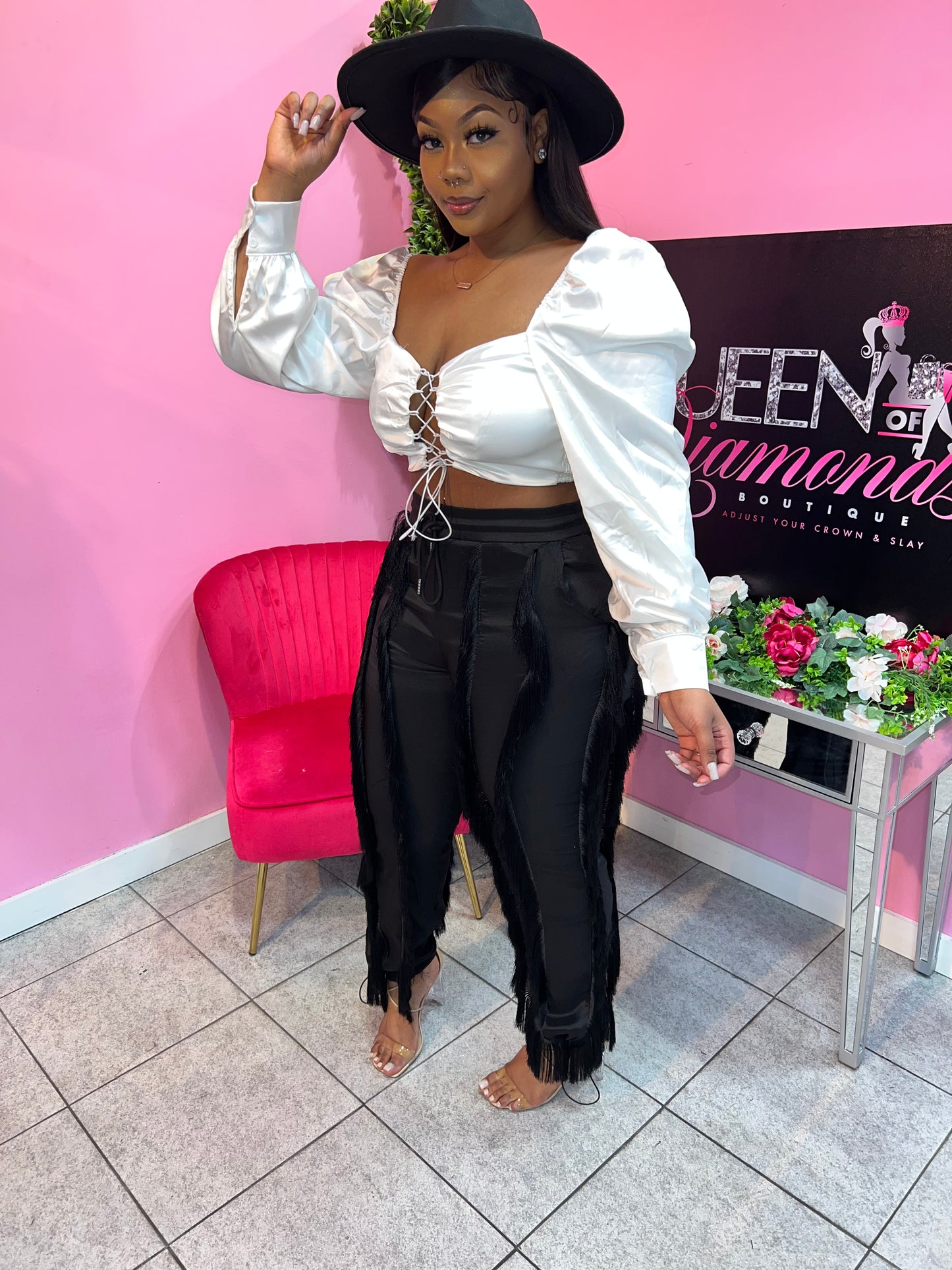 Fringe Pants - Black