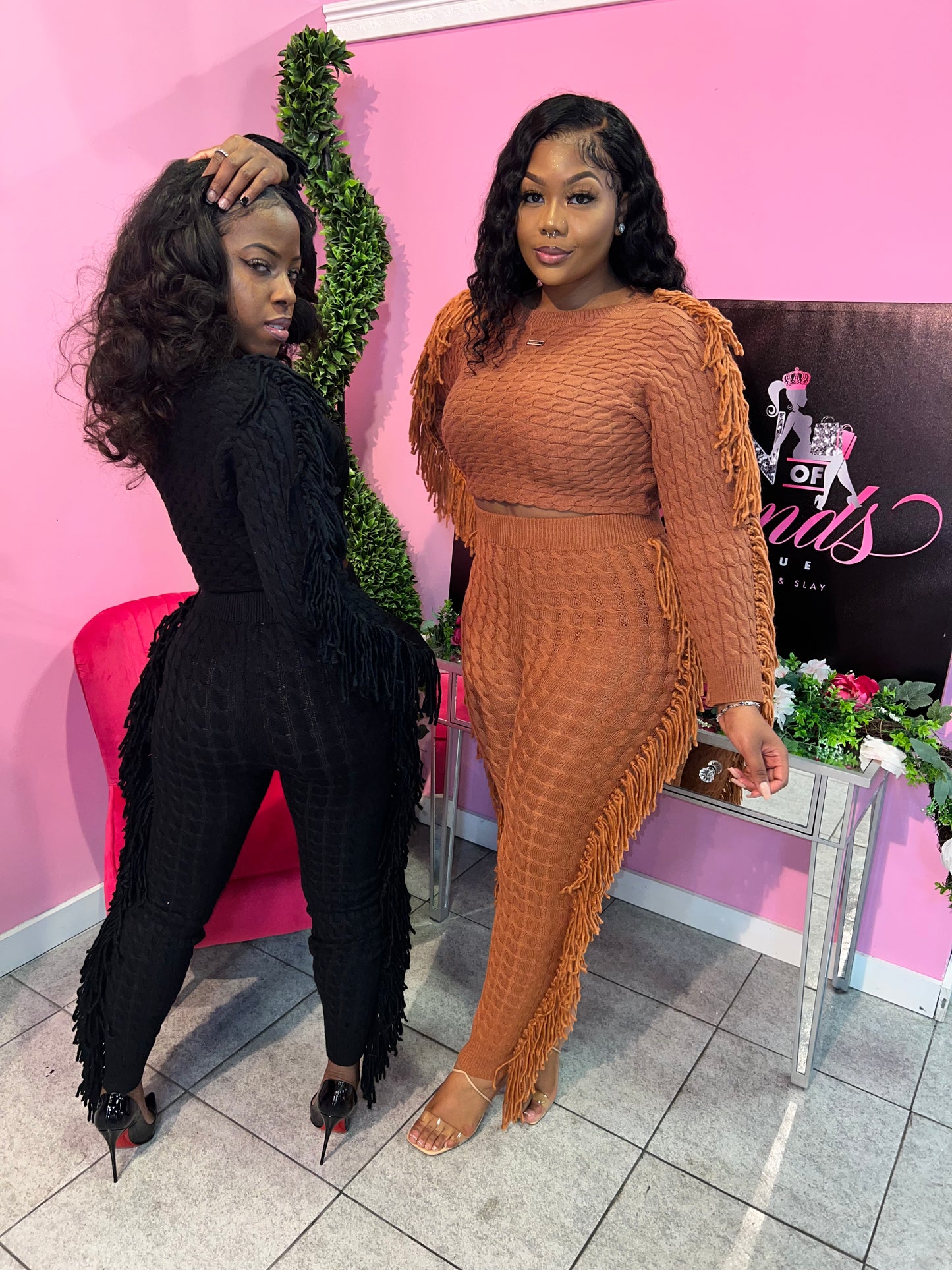 Tassle Knit Set - Black