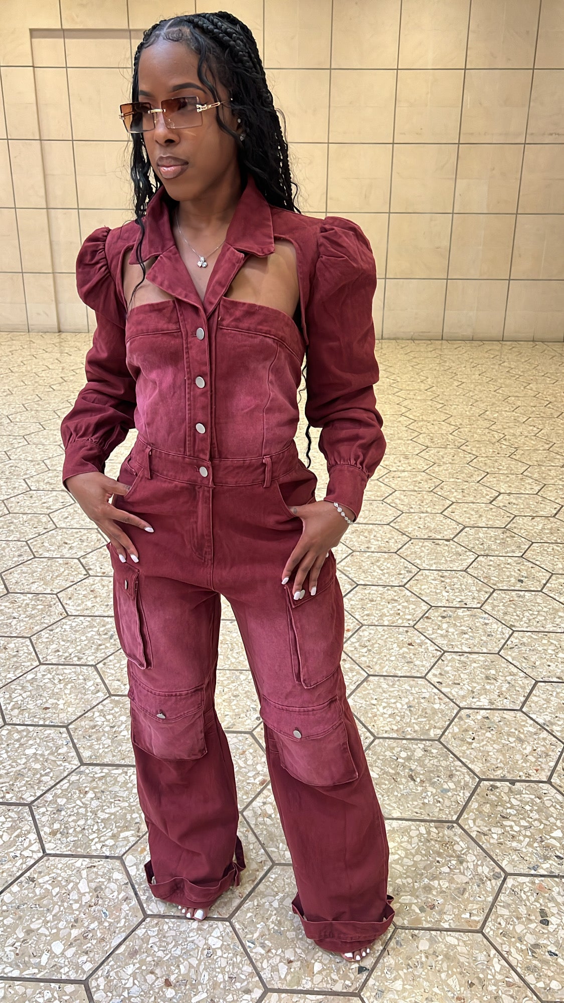 Wine & Work It Denim Jumpsuit