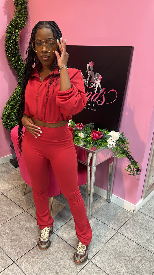 Luxe Lounge Zip Set - Burgundy