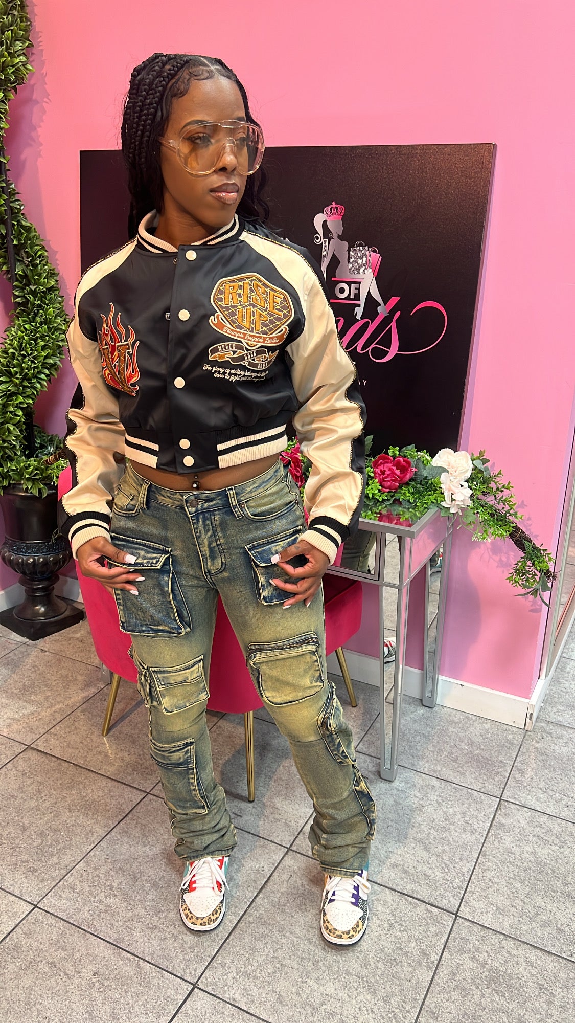 Varsity Crop Jacket - Black