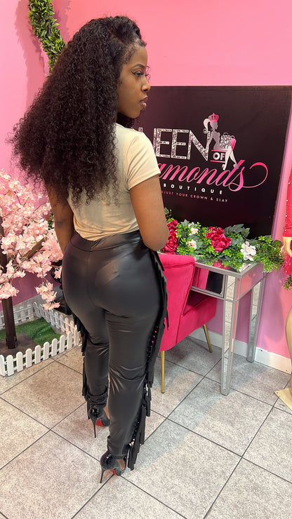Fringe Leather Leggings
