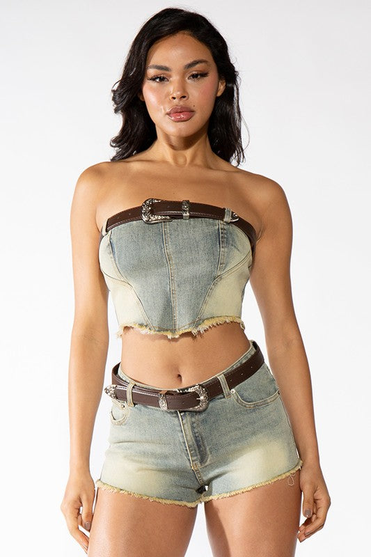Raven Short Denim Set