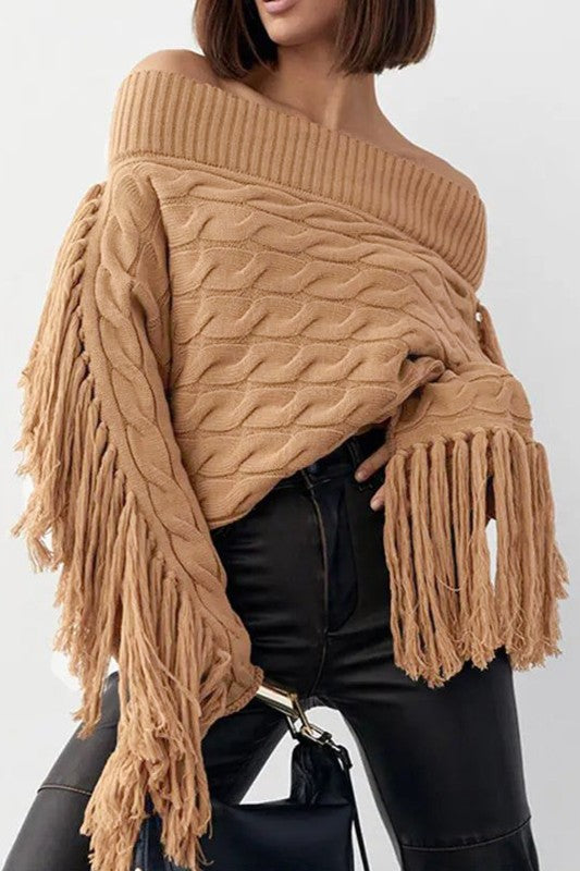 Fringe Sweater - Camel