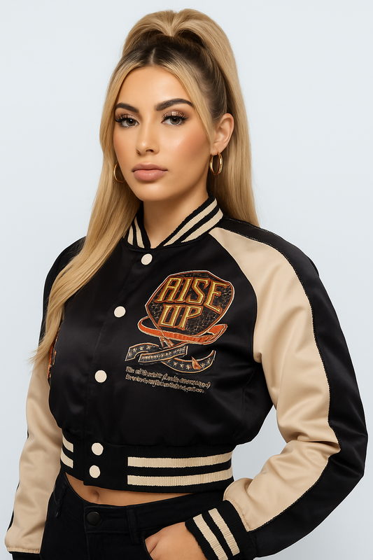 Varsity Crop Jacket - Black