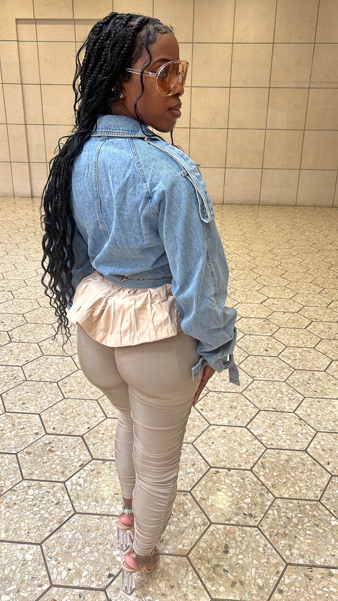 Denim Drama Pleated Jacket