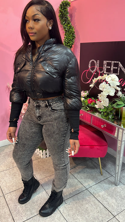 Demi Lace Up Jeans - Black