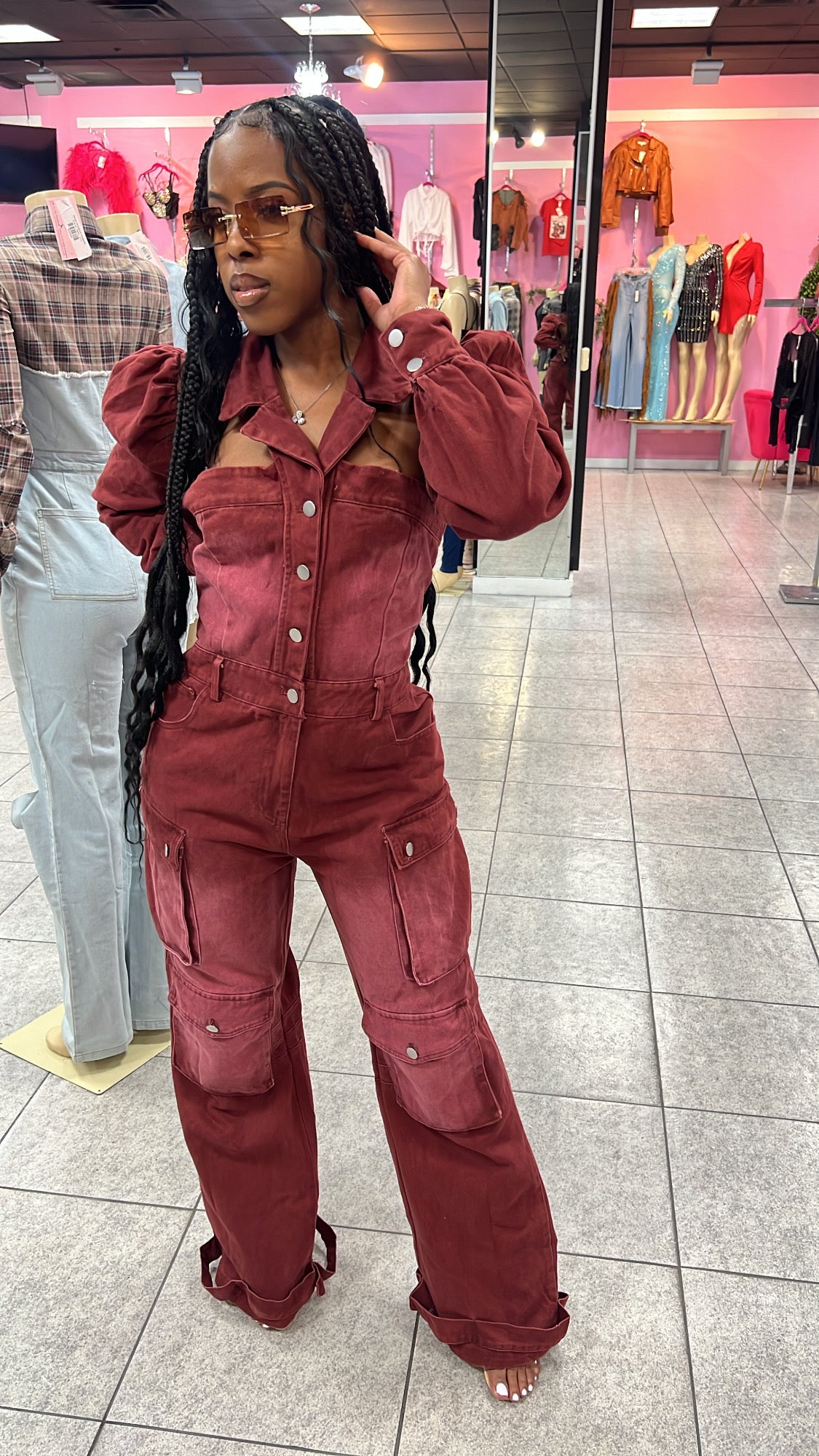 Wine & Work It Denim Jumpsuit