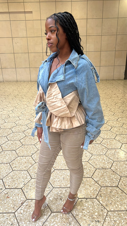 Denim Drama Pleated Jacket